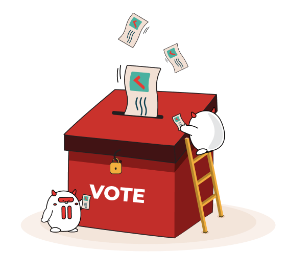 trons putting their vote in the ballot box